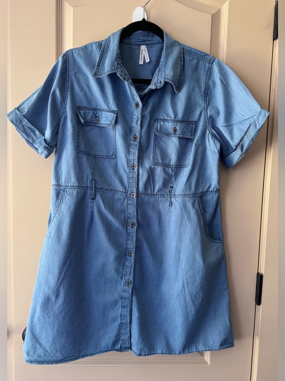 Live 4 Truth Medium Blue Denim Shirt Mini Dress